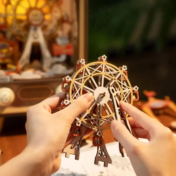 Дървен 3D пъзел Robotime  - Музикална кутия - Карнавал по залез,174 части - Image 7