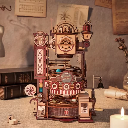 "Дървен 3D пъзел Robotime - Лабиринт за топчета - Шоколадова фабрика, 420 части"