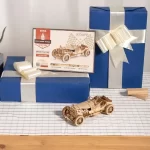 Дървен 3D пъзел Robotime - Състезателен автомобил, 220 части - Image 3