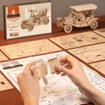 Дървен 3D пъзел Robotime - Винтидж автомобил, 298 части - Image 4