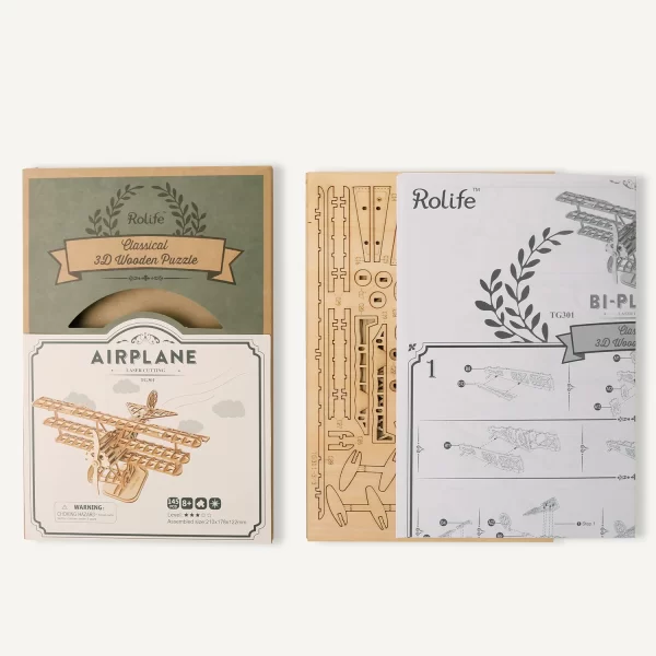 Дървен 3D пъзел Robotime - Самолет, 145 части - Image 6