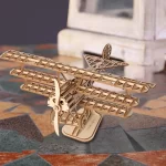 "Дървен 3D пъзел Robotime - Самолет, 145 части"