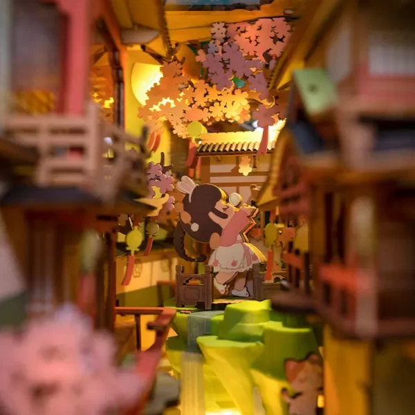3D пъзел Robotime - Falling Sakura, 240 части, Booknook - Image 5
