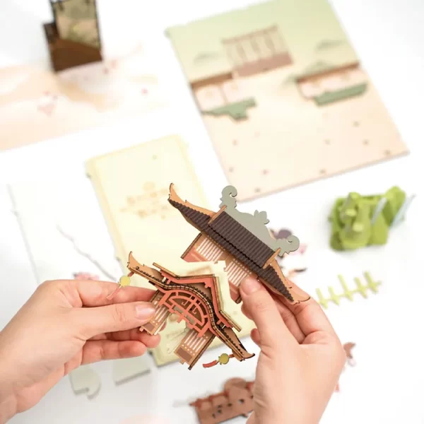 3D пъзел Robotime - Falling Sakura, 240 части, Booknook - Image 6
