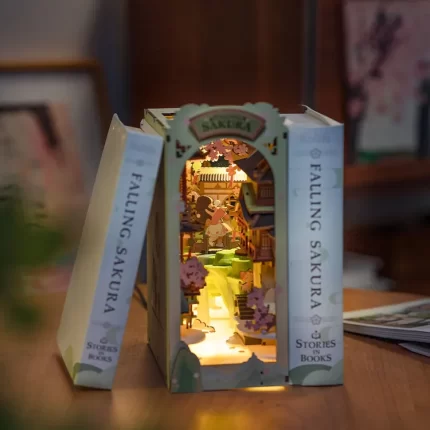 "3D пъзел Robotime - Falling Sakura, 240 части, Booknook"