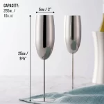 Метални чаши за пенливо вино Oak&Steel - 2 бр, сребристи - Image 3