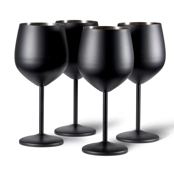 Метални чаши за вино Oak&Steel - Черен мат, 4 бр. - Image 3