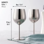 Метални чаши за вино Oak&Steel - 2 бр, сребристи - Image 2