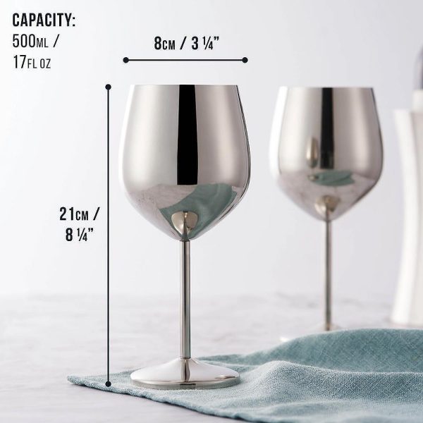 Метални чаши за вино Oak&Steel - 4 бр, сребристи - Image 3