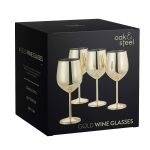 Метални чаши за вино Oak&Steel - 4 бр, златисти