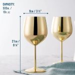 Метални чаши за вино Oak&Steel - 4 бр, златисти - Image 2