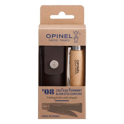 Сгъваем нож Opinel - Inox №8, острие 8,5 см + кожен калъф