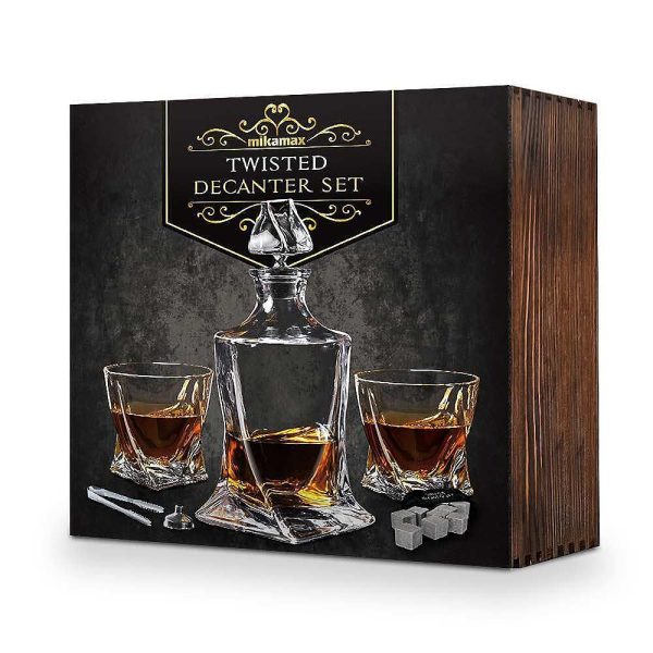 Декантер Mikamax - Twisted decanter set + базалтови охладители и дървена кутия - Image 1