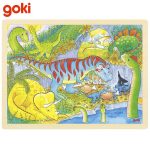 Детски дървен пъзел Goki - Динозаври, 96 части