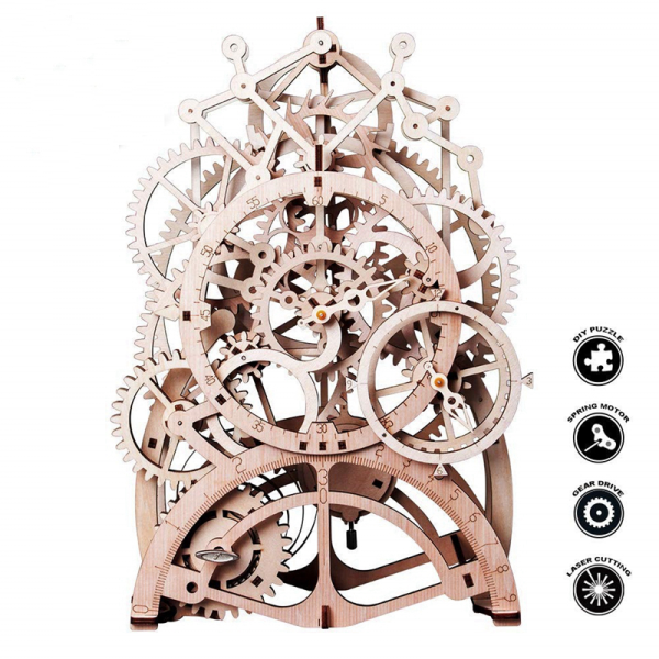 Дървен 3D пъзел Robotime - Часовник с махало, 166 части - Image 7