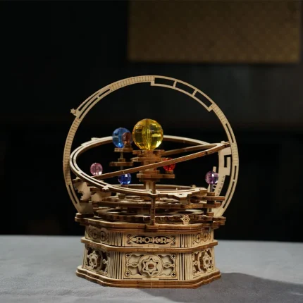 "Дървен 3D пъзел Robotime - Механична музикална кутия, 84 части"