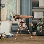 "Дървен 3D пъзел Robotime - Монокулярен Телескоп, 314 части"