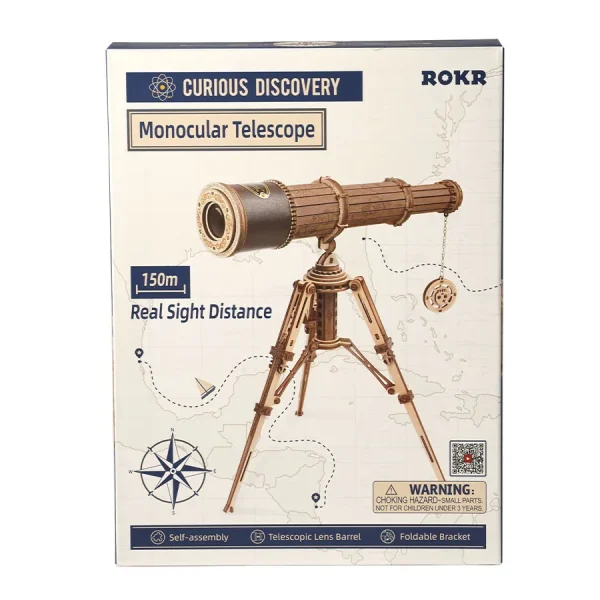 Дървен 3D пъзел Robotime - Монокулярен Телескоп, 314 части - Image 6