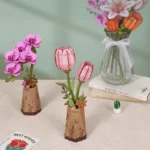 Дървен 3D пъзел Robotime - Цикламена орхидея (TW091), 132 части - Image 3