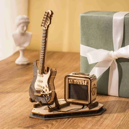 Дървен 3D пъзел Robotime - Electric Guitar (TG605K), 140 части