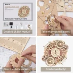 Дървен 3D Пъзел Robotime - Zodiac Wall Clock