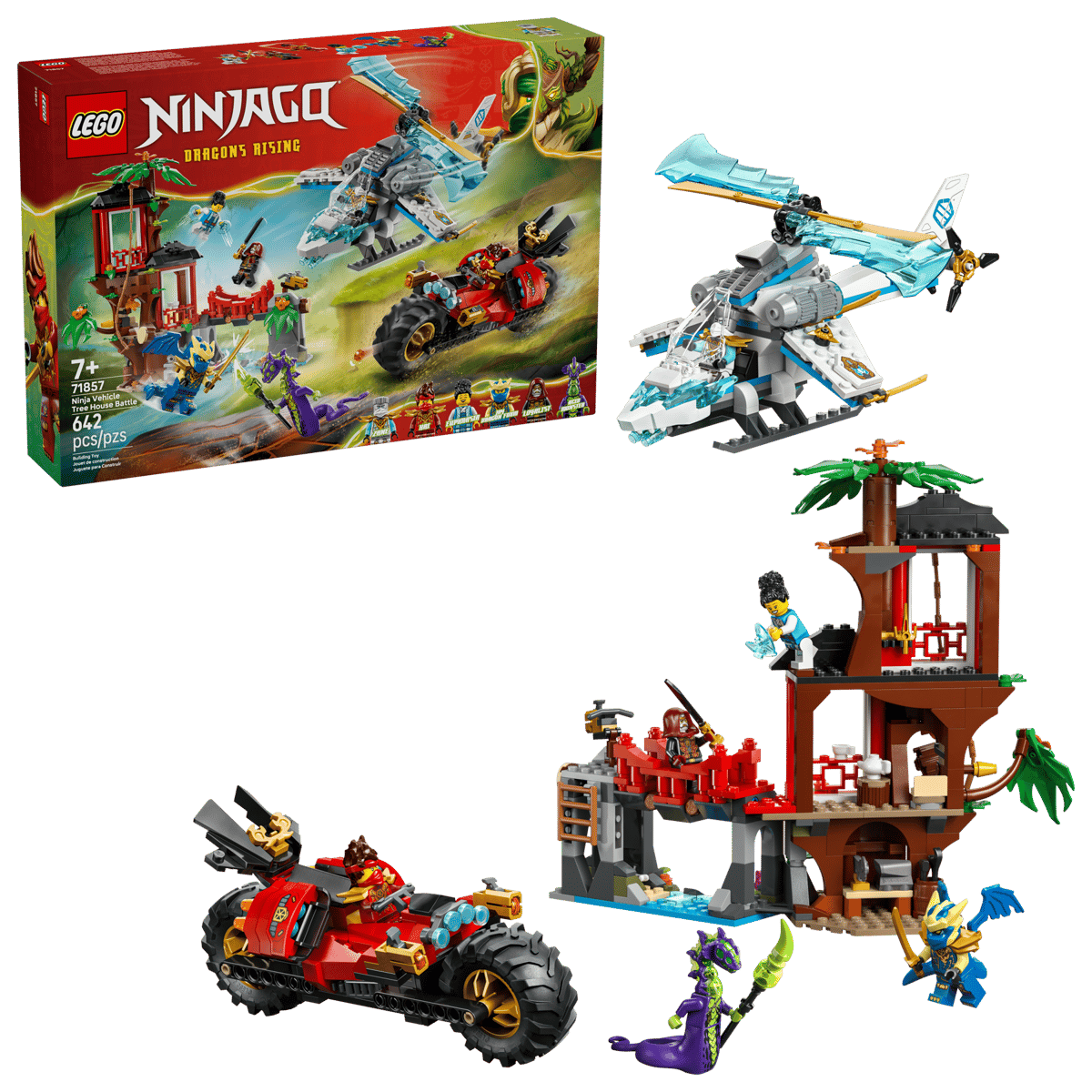 71857_boxprod_v39_en-gb Конструктор LEGO® Ninjago 71857 - Битка при дървесната къща с превозни средства на нинджите - Image 1